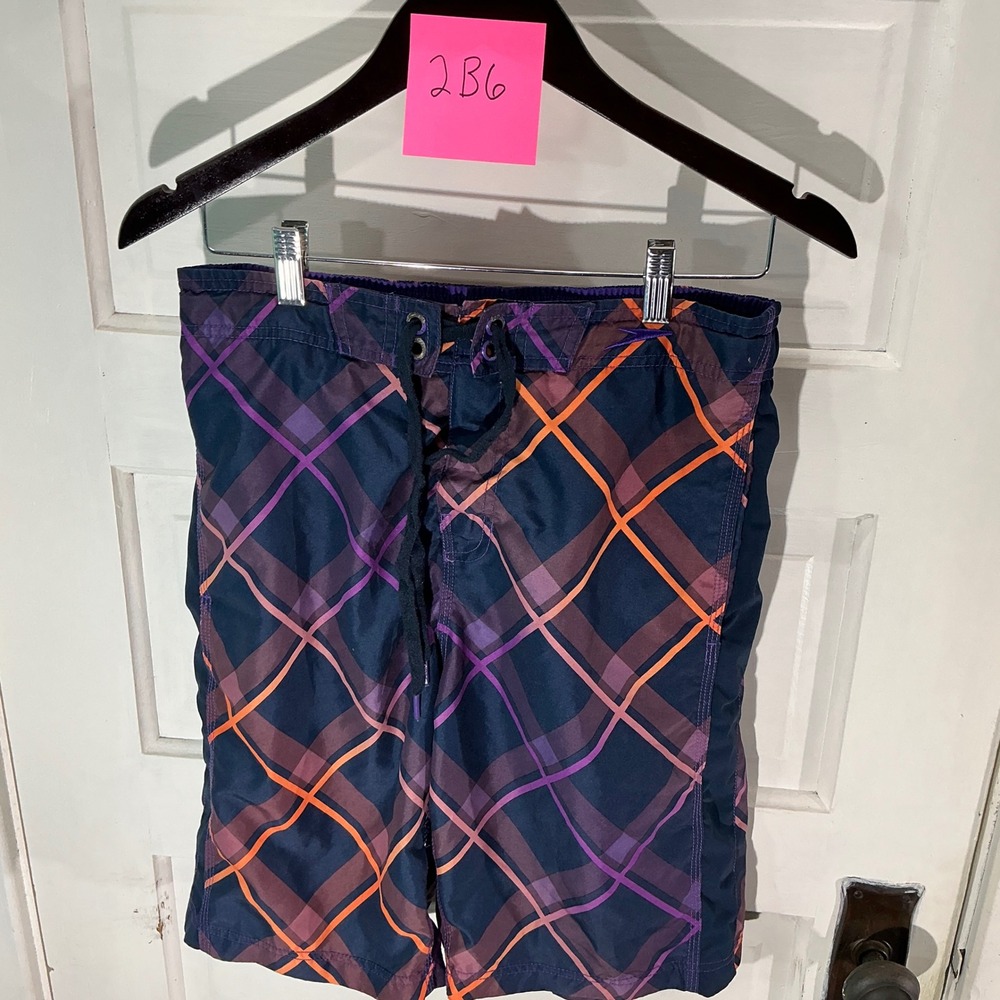 Speedo Plaid Swim Trunks Swimsuit Shorts Lined Drawstring‎ Small